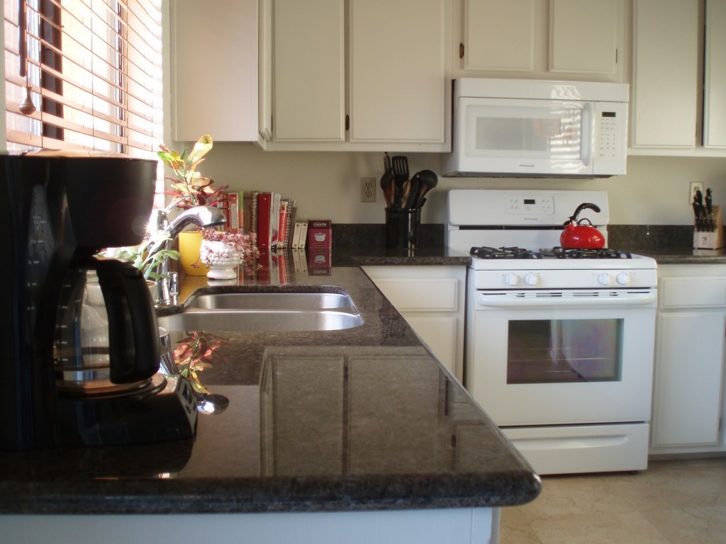kitchen counters and cabinets