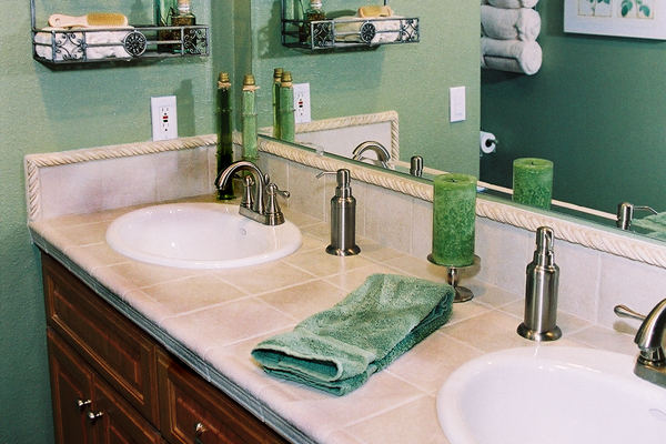 Bathroom – Beige Square Tiles | Tile and countertops | Santa Rosa Tile
